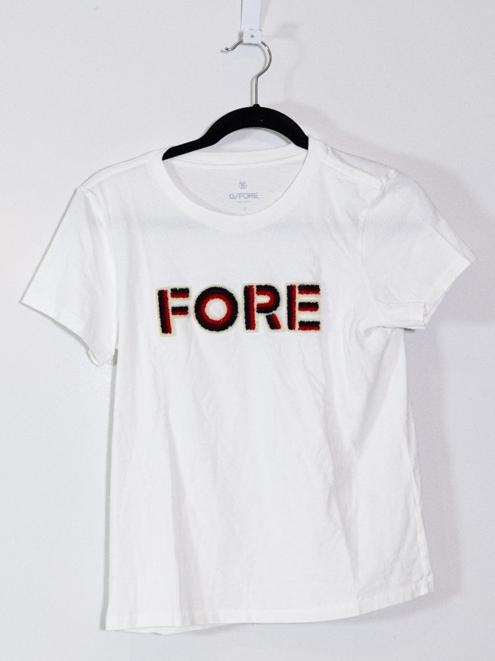 G/FORE Fore Fuzzy Logo Embroidered Cotton Short Sleeve Crew Neck Tee Shirt Top S